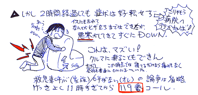 転倒 その四 あうう・・気持ち悪い〜