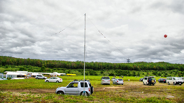 第10回能代宇宙イベント PN90XD。写っているバルーンはCAN-SAT競技用。