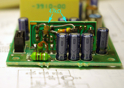 DC-DC基板。47kΩパラ接続。