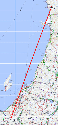 420km The propagation route for JH1PVJ/0 on 1200MHz, 2018-09-02