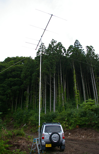 八峰町 池の台林道(F) 標高370m PN90XK。自作5エレ八木宇田 ブーム長 4.5m 9.3mh.