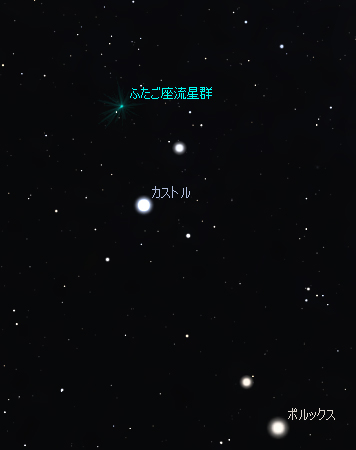 The radiant point of the Geminids ふたご座流星群の放射点 2022/12/14
22時頃のシミュレーション