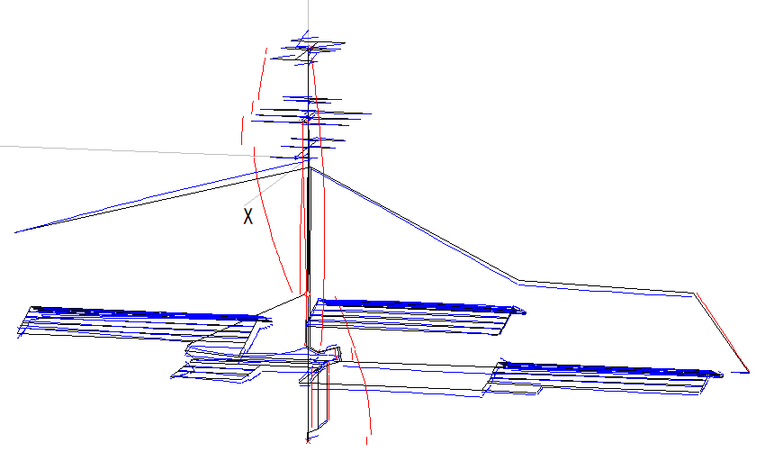 アンテナ構造概念。電流分布から
5/8波長ホイップのような動作と考えられる