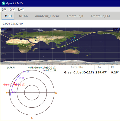 衛星軌道計算ソフト Gpredict画面