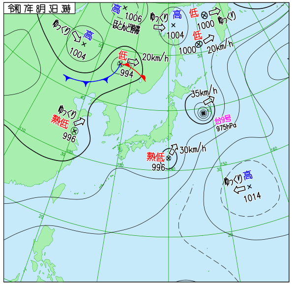 2025.08.03 03時の天気図
